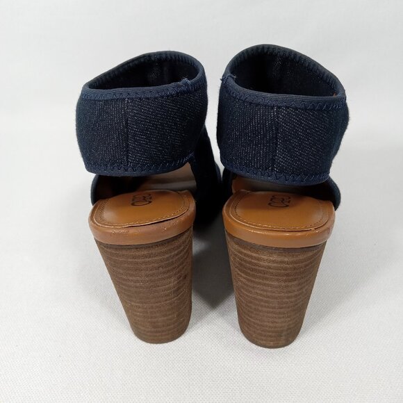 CATO Navy Blue Jean Denim Look Open-Toe Sandals Womens Size 8 - Picture 12 of 16